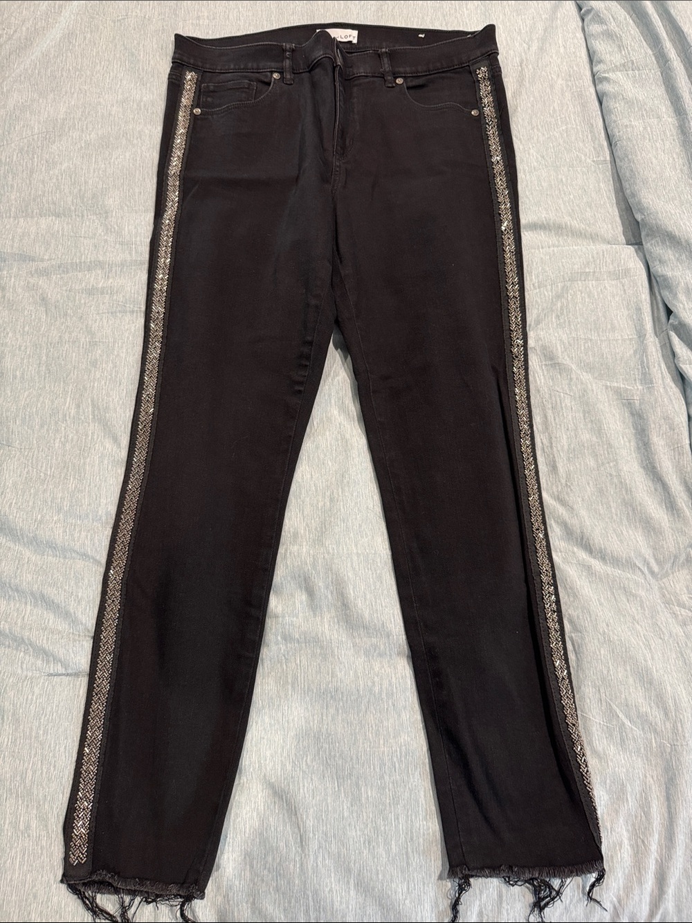 LOFT size 31 Black Women's Slim Jeans with Silver Side Trim